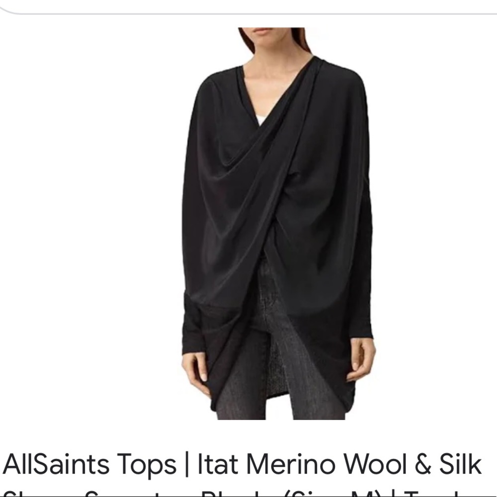 Nude / light pink All Saints merino wool silk top